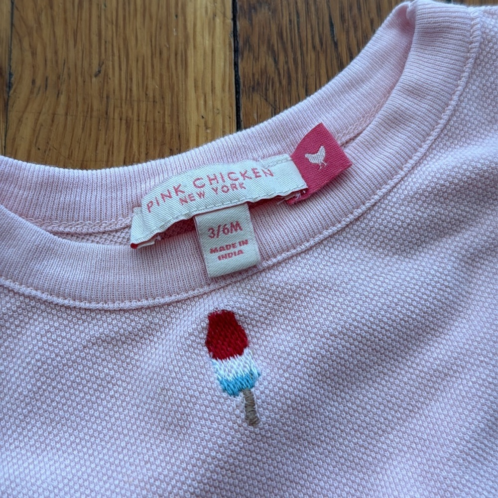 Pink Chicken phoebe cotton bubble romper rocket pop ice cream 4th of July 3/6 - Picture 3 of 5